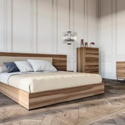 VIG Beds & Headboards Nova Domus Matteo Italian Modern Walnut & Fabric Bedroom Set