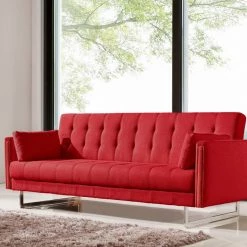 VIG Living Room Divani Casa Tejon Modern Red Fabric Sofa Bed