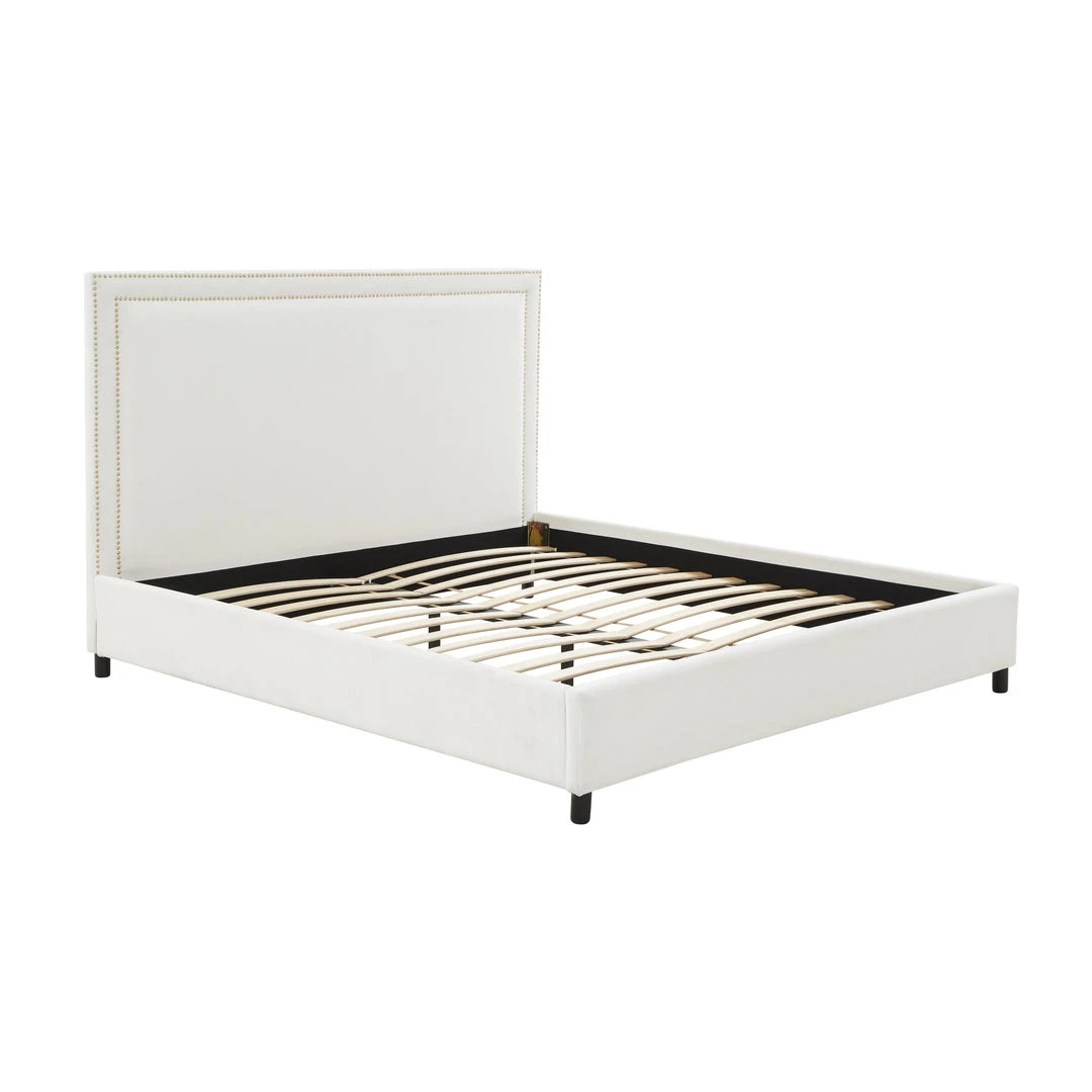 TOV Reed White Velvet Bed Bedroom