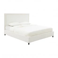 TOV Reed White Velvet Bed Bedroom