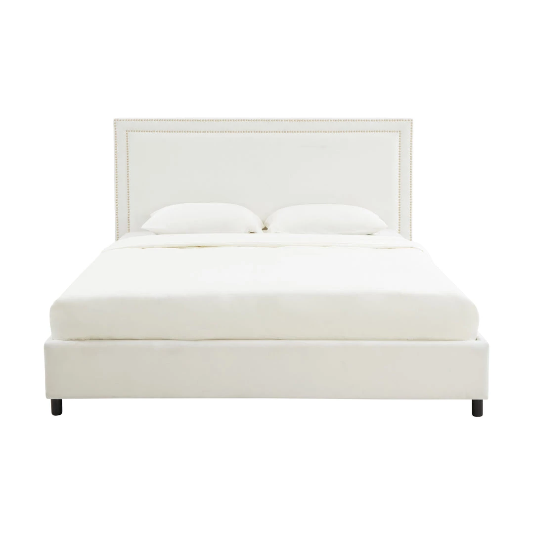 TOV Reed White Velvet Bed Bedroom