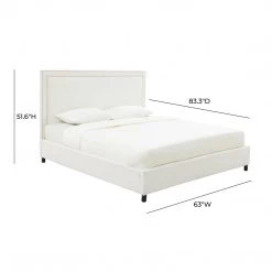 TOV Reed White Velvet Bed Bedroom