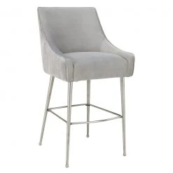 TOV Dining Room Beatrix Pleated Velvet Bar Stool