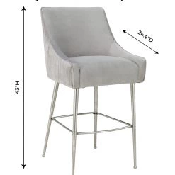 TOV Dining Room Beatrix Pleated Velvet Bar Stool