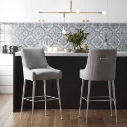 TOV Dining Room Beatrix Pleated Velvet Bar Stool