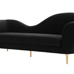 TOV Plato Black Velvet Sofa Living Room