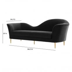 TOV Plato Black Velvet Sofa Living Room