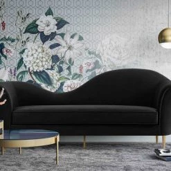 TOV Plato Black Velvet Sofa Living Room