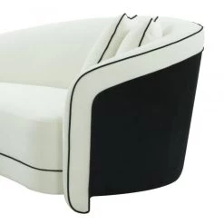 TOV Carla Cream And Black Velvet Sofa Living Room