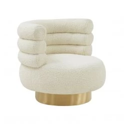 TOV Accent Chairs Naomi Faux Shearling Swivel Chair