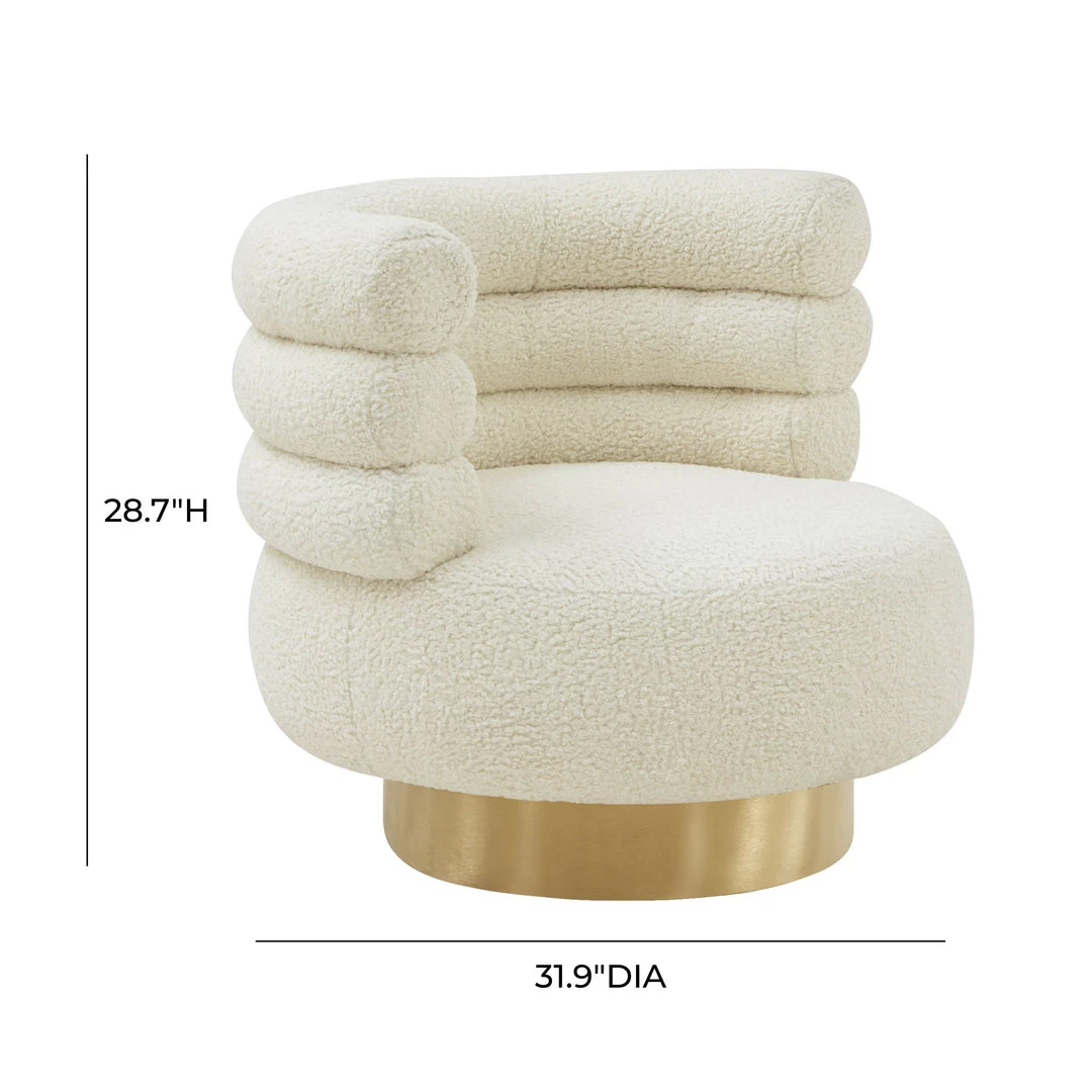 TOV Accent Chairs Naomi Faux Shearling Swivel Chair