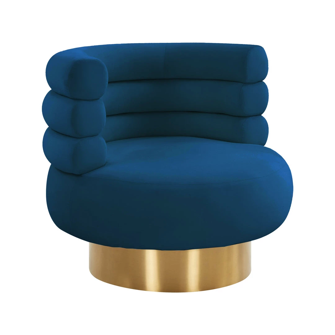 TOV Naomi Navy Velvet Swivel Chair