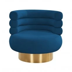 TOV Naomi Navy Velvet Swivel Chair