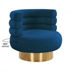 TOV Naomi Navy Velvet Swivel Chair