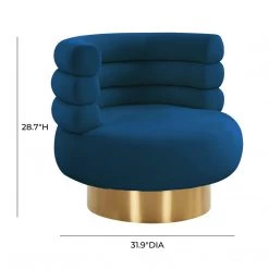 TOV Naomi Navy Velvet Swivel Chair