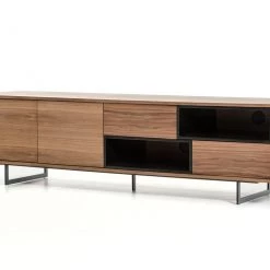 VIG Modrest Torlonia Modern Walnut & Black TV Stand