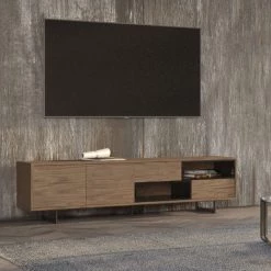 VIG Modrest Torlonia Modern Walnut & Black TV Stand