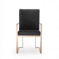 VIG Modrest Trea - Modern Black Velvet & Rosegold Dining Chair