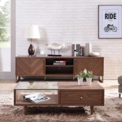VIG Modrest Chevron Modern Walnut TV Stand