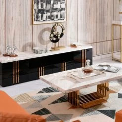 VIG Modrest Kingsley Modern Marble & Rosegold TV Stand