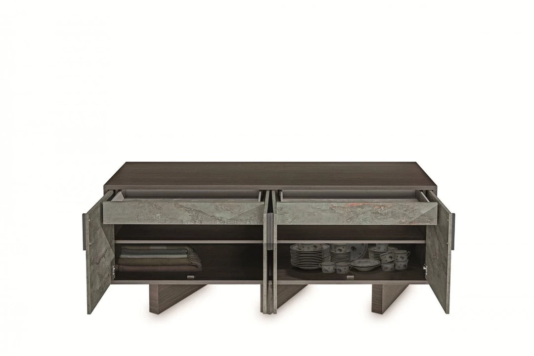 VIG Nova Domus Amsterdam - Modern Grey Volcano & Eucalyptus Oak Buffet