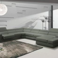 VIG Divani Casa Pella - Modern Grey Italian Leather U Shaped Sectional Sofa