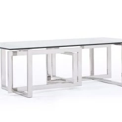 VIG Modrest Valiant Modern Glass & Stainless Steel Coffee Table By Hollywood Glam