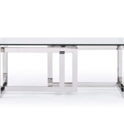 VIG Modrest Valiant Modern Glass & Stainless Steel Coffee Table By Hollywood Glam
