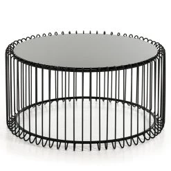 VIG Modrest Beacon Contemporary Black Round Coffee Table By Hollywood Glam Living Room