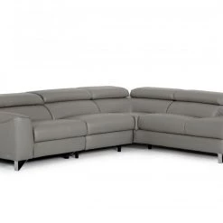 VIG Divani Casa Versa - Modern Grey Teco-Leather Left Facing Sectional Sofa With Recliner Living Room