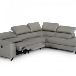 VIG Divani Casa Versa - Modern Grey Teco-Leather Left Facing Sectional Sofa With Recliner Living Room
