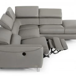 VIG Divani Casa Versa - Modern Grey Teco-Leather Left Facing Sectional Sofa With Recliner Living Room