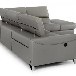 VIG Divani Casa Versa - Modern Grey Teco-Leather Left Facing Sectional Sofa With Recliner Living Room
