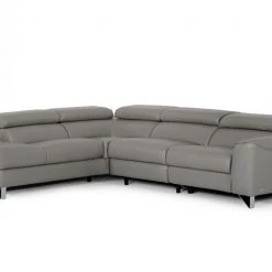 VIG Divani Casa Versa - Modern Grey Teco-Leather Left Facing Sectional Sofa With Recliner Living Room