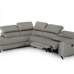 VIG Divani Casa Versa - Modern Grey Teco-Leather Left Facing Sectional Sofa With Recliner Living Room
