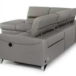 VIG Divani Casa Versa - Modern Grey Teco-Leather Left Facing Sectional Sofa With Recliner Living Room