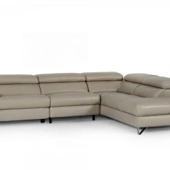 VIG Divani Casa Versa - Modern Grey Teco-Leather Left Facing Sectional Sofa With Recliner Living Room