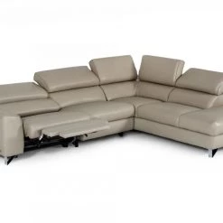 VIG Divani Casa Versa - Modern Grey Teco-Leather Left Facing Sectional Sofa With Recliner Living Room