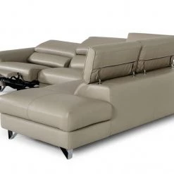 VIG Divani Casa Versa - Modern Grey Teco-Leather Left Facing Sectional Sofa With Recliner Living Room
