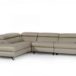 VIG Divani Casa Versa - Modern Grey Teco-Leather Left Facing Sectional Sofa With Recliner Living Room