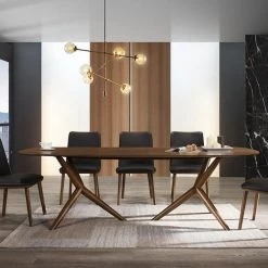VIG Modrest Utah - Modern Walnut Rectangular Dining Table
