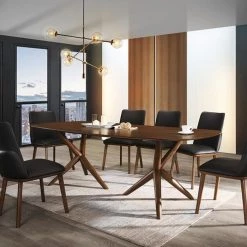 VIG Modrest Utah - Modern Walnut Rectangular Dining Table