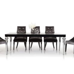 VIG Dining Room A&X Baccarat - Transitional Black Crocodile Lacquer Dining Table
