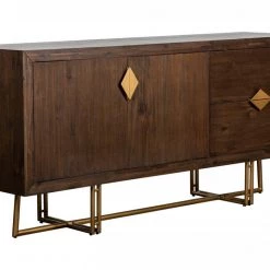 VIG Pat Mid-century Acacia & Brass Buffet