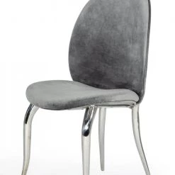 VIG Modrest Vince - Modern Grey Velvet Dining Chair Set Of 2 Dining Room
