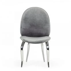 VIG Modrest Vince - Modern Grey Velvet Dining Chair Set Of 2 Dining Room