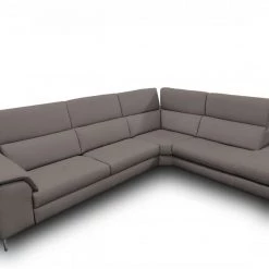 VIG Coronelli Collezioni Viola - Italian Contemporary Grey Leather Right Facing Sectional Sofa