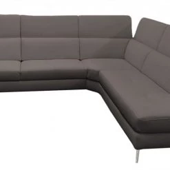 VIG Coronelli Collezioni Viola - Italian Contemporary Grey Leather Right Facing Sectional Sofa