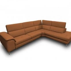 VIG Coronelli Collezioni Viola - Italian Contemporary Cognac Leather Right Facing Sectional Sofa Living Room