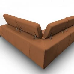 VIG Coronelli Collezioni Viola - Italian Contemporary Cognac Leather Right Facing Sectional Sofa Living Room